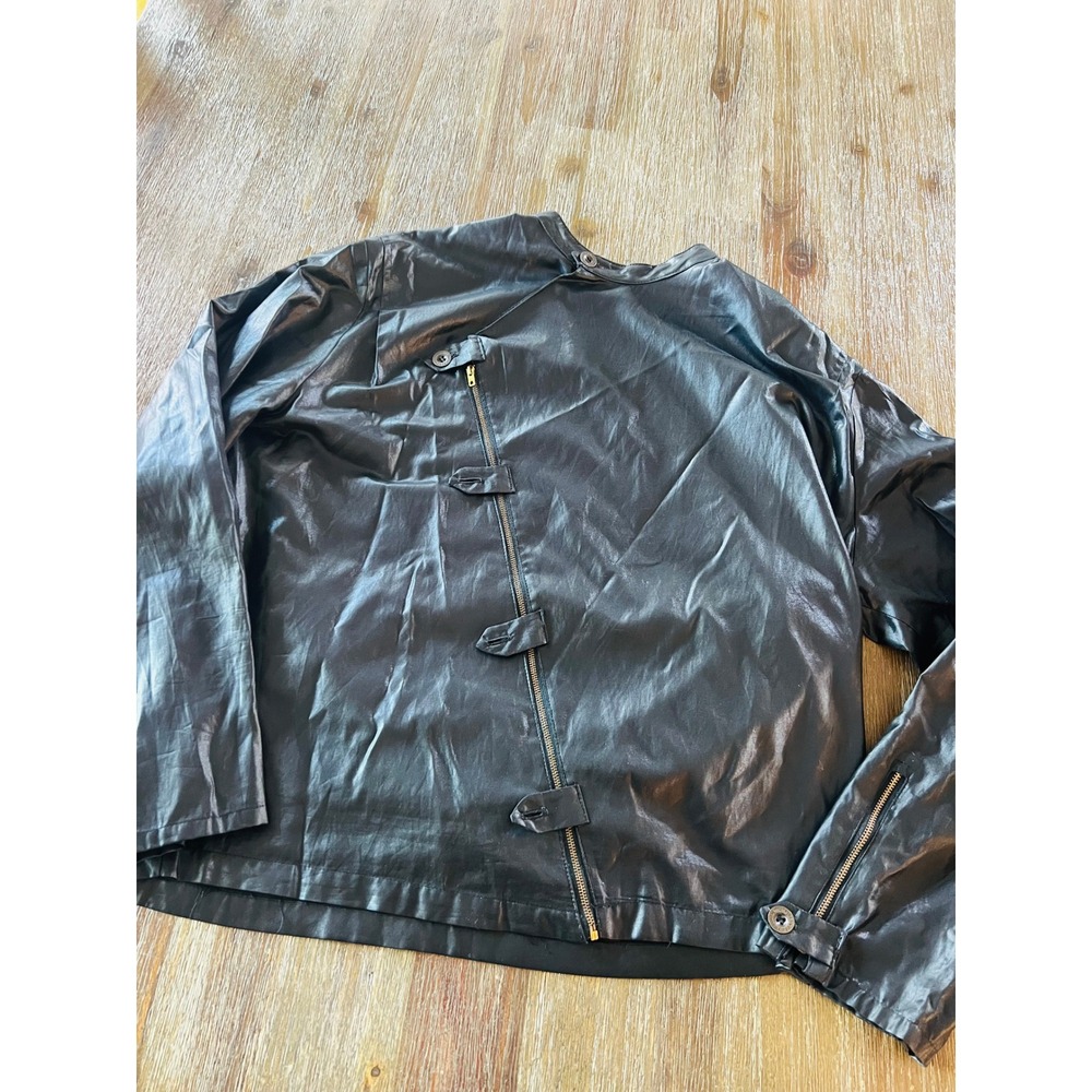 Zoom Vintage Asymmetrical Military Jacket Black Made in USA Mens Large L Zipper